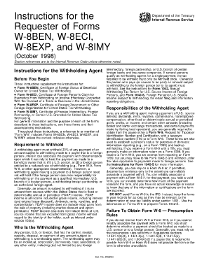 IRS Instructions for W-8 Forms
