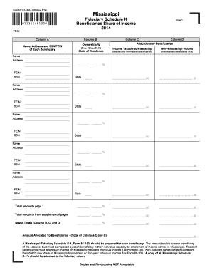 Mississippi Fiduciary Schedule K