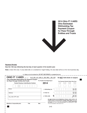 Ohio IT 1140ES Estimated Withholding Tax Payment Coupon