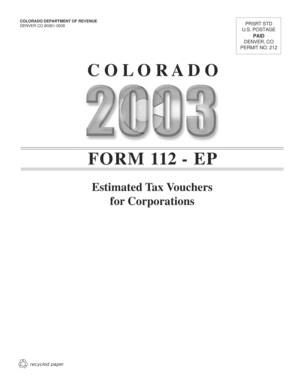 Colorado Corporate Estimated Income Tax Form 112-EP