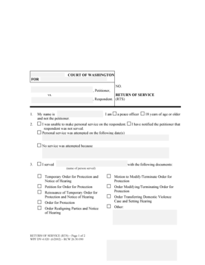 Washington Return of Service Form