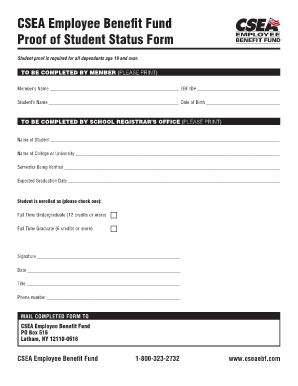 CSEA Employee Benefit Fund Student Proof Form
