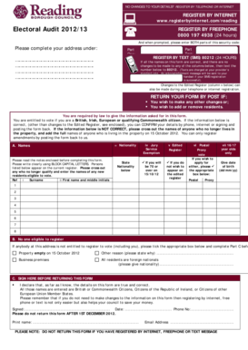 UK Electoral Register Update Form
