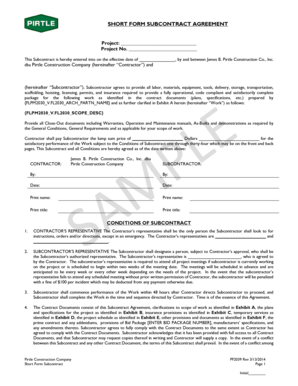 Short Form Subcontract Agreement