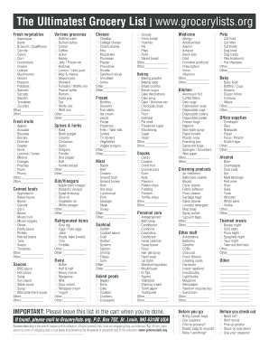 5 printable grocery list pdf forms and templates fillable samples in pdf word to download pdffiller