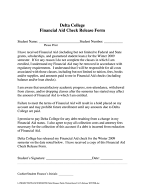 Delta College Financial Aid Check Release Form
