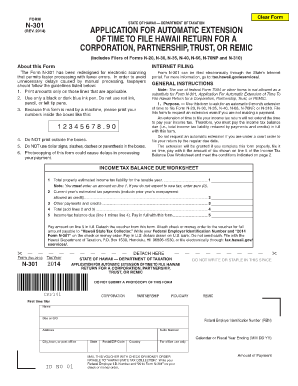 Form N-301 Rev 2014 Application for Automatic Extension of Time ...