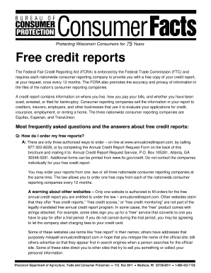 Free Credit Report Request Form