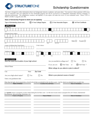 Scholarship Questionnaire