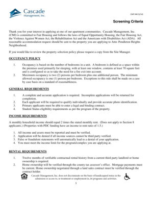 CMP 040 (3/14) Screening Criteria Thank you for your interest in applying at one of our apartment communities