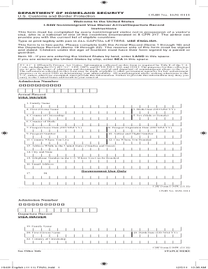 Us immigration form in flight - I-94W English (11-11) FINAL (reference only).pdf - cbp