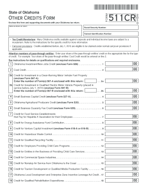 Oklahoma Other Credits Form 511CR2