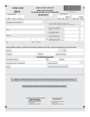 Maine Form 941ME 2014