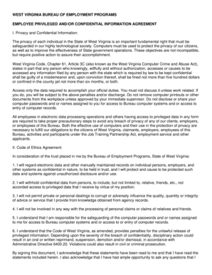 West Virginia Employee Confidentiality Agreement