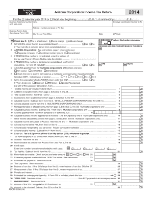 Arizona Form 120 Corporation Income Tax Return