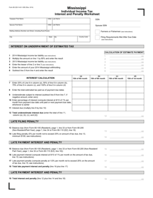 Mississippi Individual Income Tax Interest and Penalty Worksheet