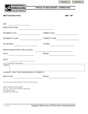 SSN Correction Form
