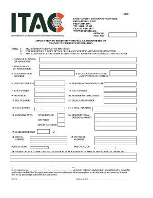 ITAC Exporter Registration Form