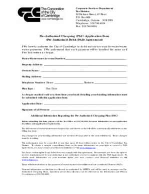 Pre-Authorized Chequing Application Form