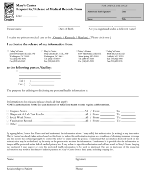 Request for Release of Medical Records Form