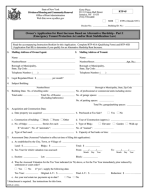 New York Alternative Hardship Rent Increase Application