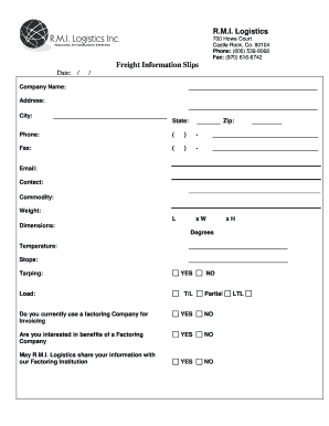 Freight Information Slip