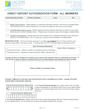 Direct Deposit Authorization Form