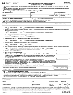 Lifelong Learning Plan (LLP) Request to Withdraw Funds from an RRSP