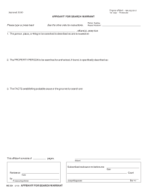 Affidavit and Search Warrant Instructions