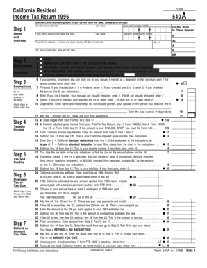 Fillable Online ftb ca FORM California Resident Income Tax Return 1996 ...