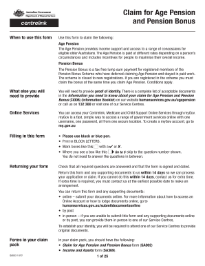 Claim for Age Pension and Pension Bonus