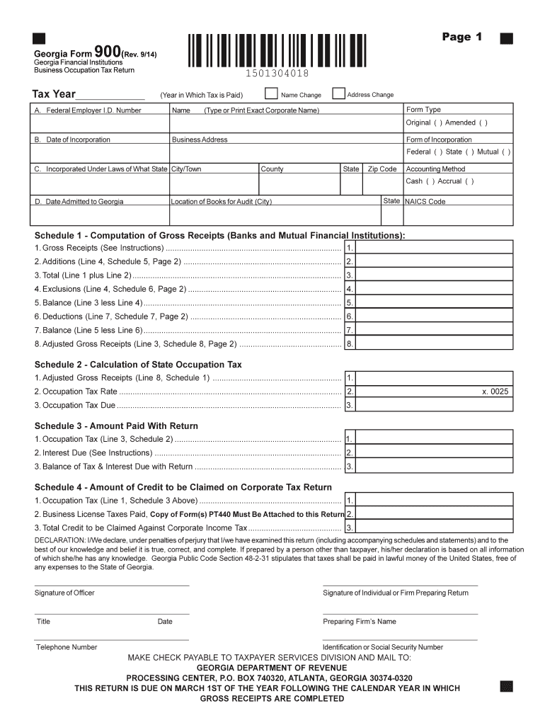 ga 900 2014 form Preview on Page 1