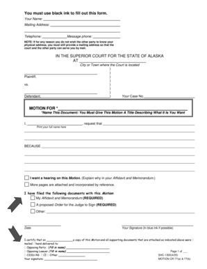 Motion for Court Hearing