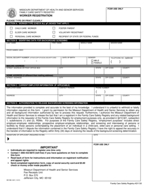 Missouri Family Care Safety Registry Worker Registration