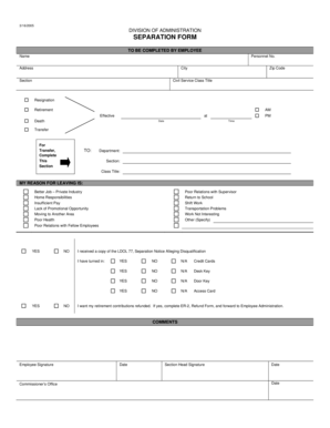 Employee Separation Form