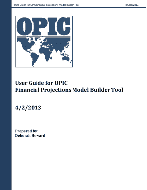 User Guide for OPIC Financial Projections Model Builder Tool