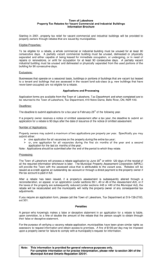 Ontario Property Tax Rebate Application