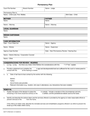 Permanency Plan Form DCF-F-CFS2132-E
