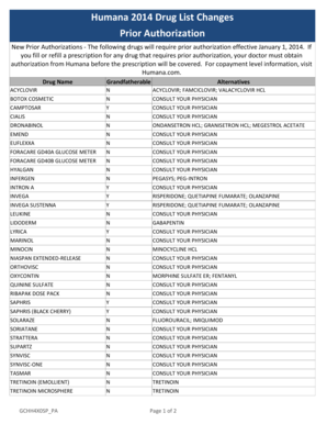 Humana medicare prior authorization form - Humana 2014 Drug List Changes Prior Authorization - clermontcountyohio