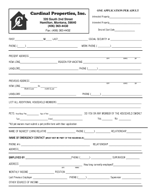 Rental Application Form