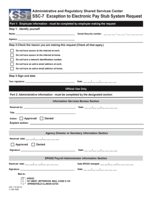 Exception to Electronic Pay Stub System Request