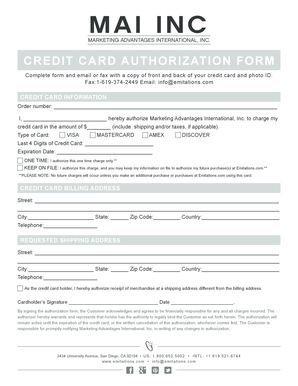 Credit Card Authorization Form