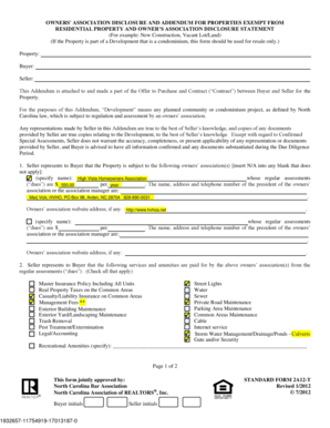 Owners Association Disclosure Addendum