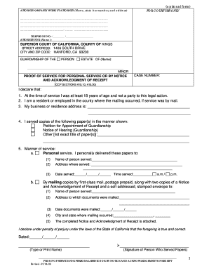 California Guardianship Proof of Service