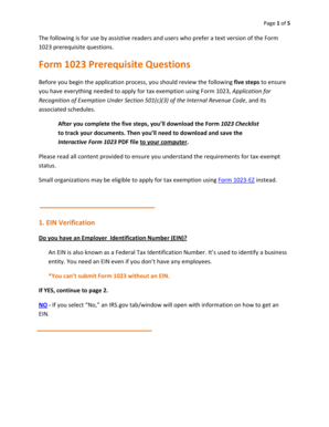 Form 1023 Prerequisite Questions