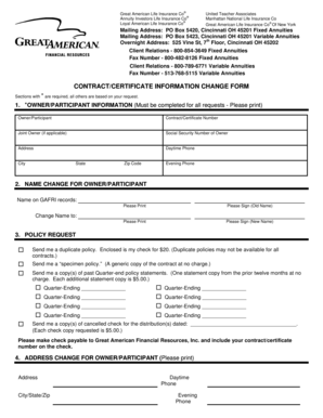 Contract Information Change Form