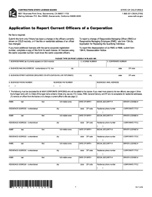 California Contractor Officer Change Form