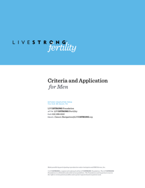 LIVESTRONG Fertility Application for Men
