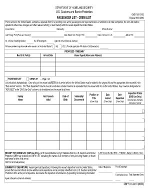 CBP Form I-418 Passenger List Crew List