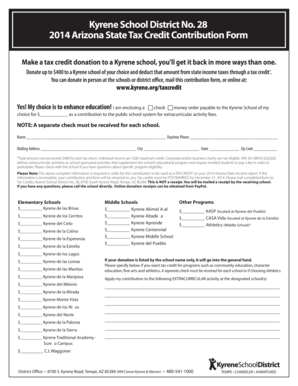 Arizona State Tax Credit Contribution Form